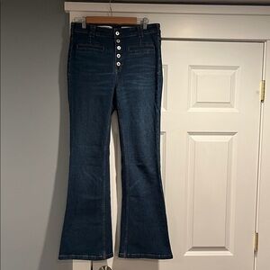 Anthropologie Pilcro and the Letterpress Dark Indigo Flare Jeans